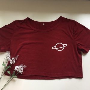 Short Sleeve Red crop top #space